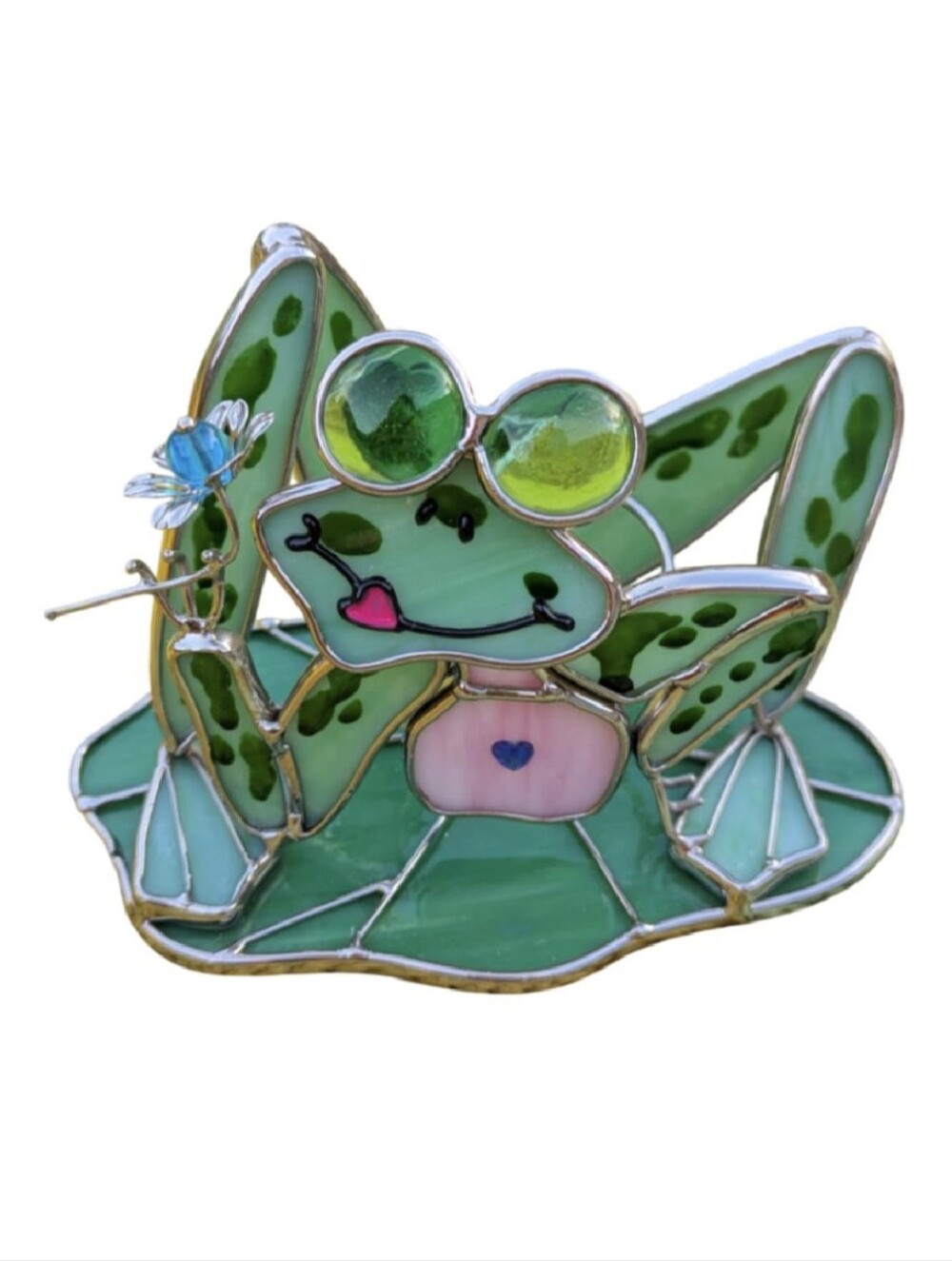 🆕🕯️🐸 Stained Glass Votive Candle Holder Frog Themed Decor Cottagecore Kitsch